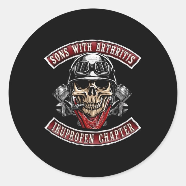 Sticker Rond Fils Avec L'Ibuprofène Chapitre Biker Ski (Devant)