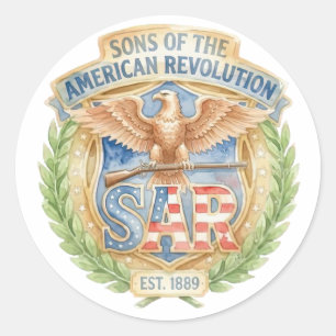 Sticker Rond Fils de la Révolution Américaine SAR Établis en 18