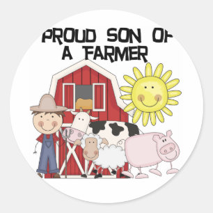 Sticker Rond Fils fier d'un paysan T-shirts et cadeaux