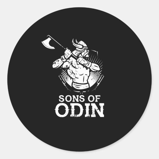 Sticker Rond Fils géniaux d'Odin Norse Vikings (Devant)