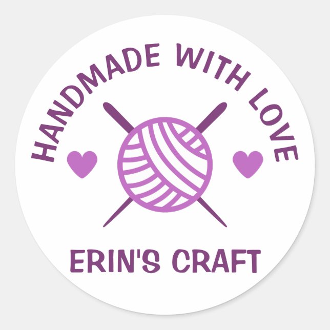 Sticker Rond Fils Knit Crochet PERSONNALISÉ (Devant)
