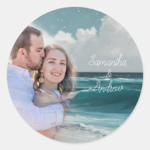 Sticker Rond Filtre de photo personnalisé de plage