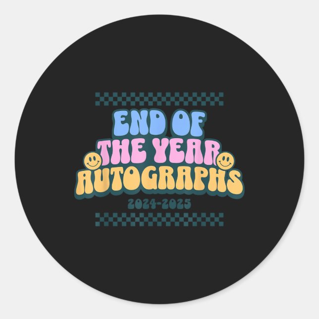 Sticker Rond Fin De L'Année Autographes 2024-2025 Dernier Jour  (Devant)