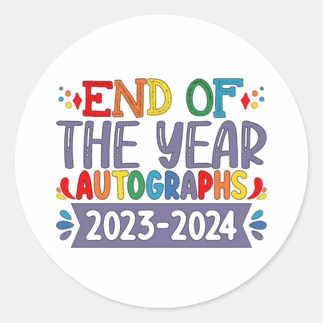Sticker Rond Fin De L'Année Autographes 2024 Dernier Jour De L' (Devant)