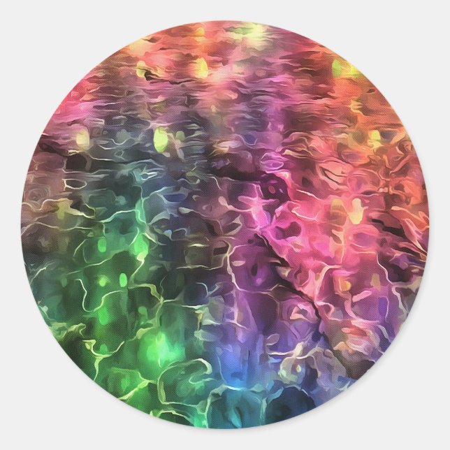 Sticker Rond Fin De L'Art Abstrait Arc-En-Ciel (Devant)