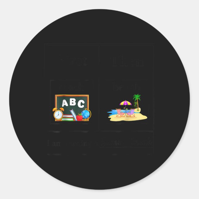 Sticker Rond Fin de l'école Enseignant Premier Enseignement Pla (Devant)