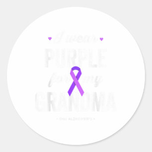 Sticker Rond Fin, Je Porte Du Violet Pour Ma Grand-Mère, Heimer