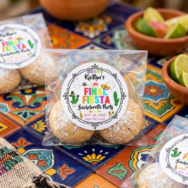 Sticker Rond Final Fiesta Mexicana Bachelorette Party Favor (Créateur téléchargé)