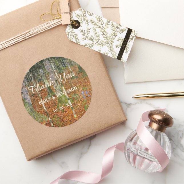 Sticker Rond Fine Art Gustav Klimt Forest Mariage de la nature  (Cadeaux)