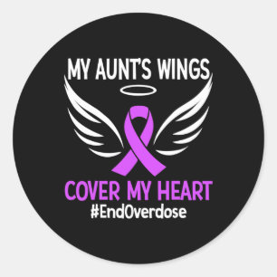 Sticker Rond Finir l'overdose Les ailes de ma tante couvrent mo