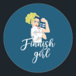 Sticker Rond Finland<br><div class="desc">Finlandaise finlandaise finlandais cadeau finland. Un cadeau parfait pour votre père,  maman,  papa,  hommes,  femmes,  amis et membres de la famille le jour de Thanksgiving,  Noël,  Fête des mères,  Fête des pères,  4 juillet,  1776 Jour indépendant,  Fête des anciens combattants,  Fête de l'Halloween,  Fête de Patrick</div>