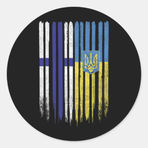 Sticker Rond Finlande Ukraine Drapeau finlandais ukrainien