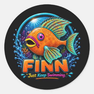 Sticker Rond Finn the Dolphin – “Ride the Waves of Wonder”