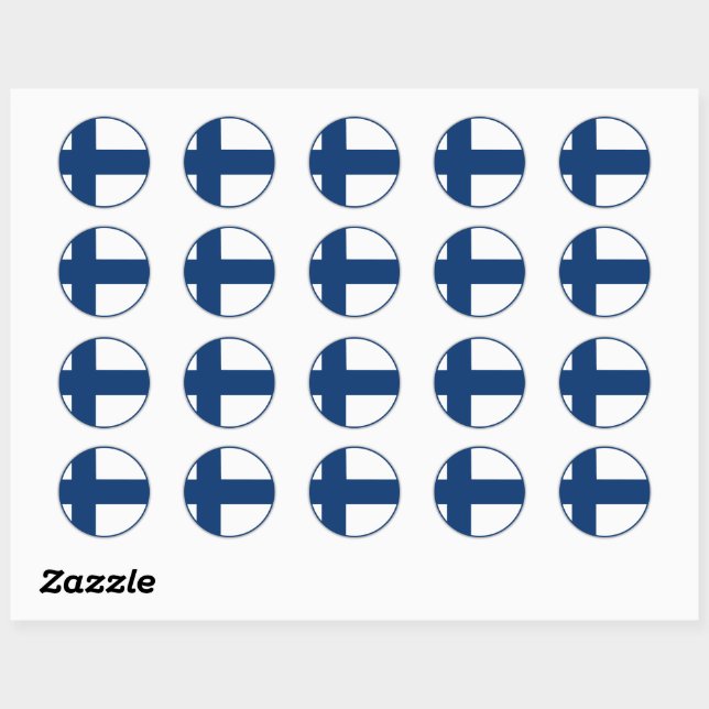 Sticker Rond Finnish Flag (Feuille)