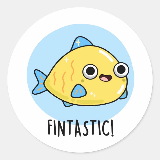 Sticker Rond Fintastic Funky Fish Pun (Devant)