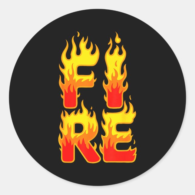 Sticker Rond Fire Flame Shirt Adult Kids Men Women Fire And Ice (Devant)