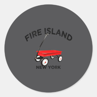 Sticker Rond Fire Island Large Version Red Wagon Long Island Ny