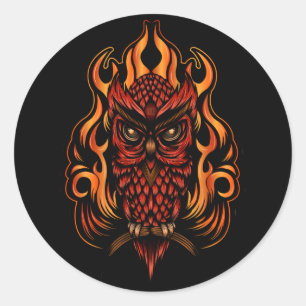 Sticker Rond Fire owl