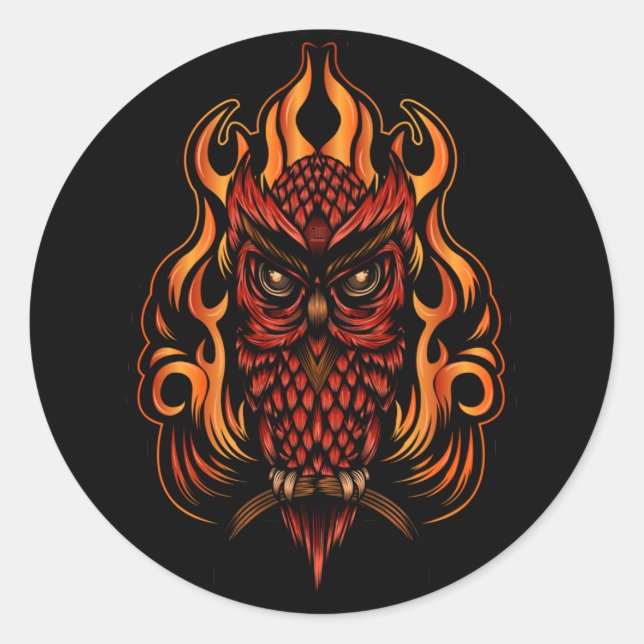 Sticker Rond Fire owl (Devant)