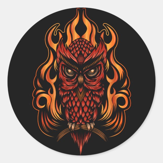 Sticker Rond Fire owl (Devant)