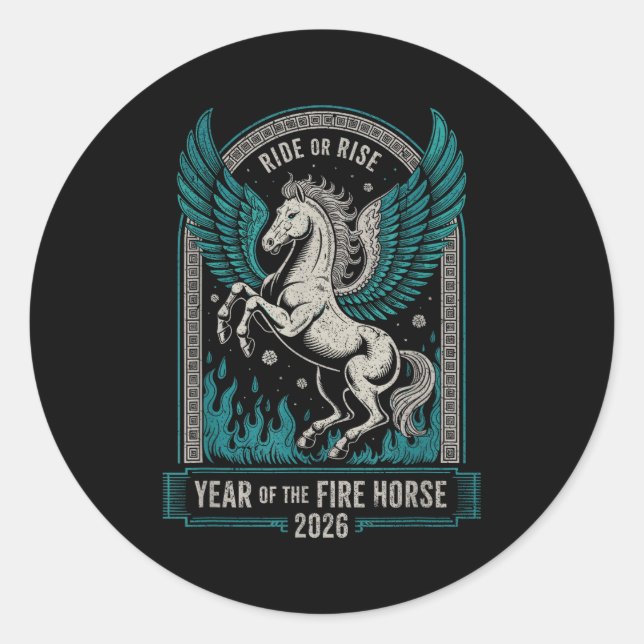 Sticker Rond Fire Year Of The Horse – Chinese Zodiac New Year 2 (Devant)