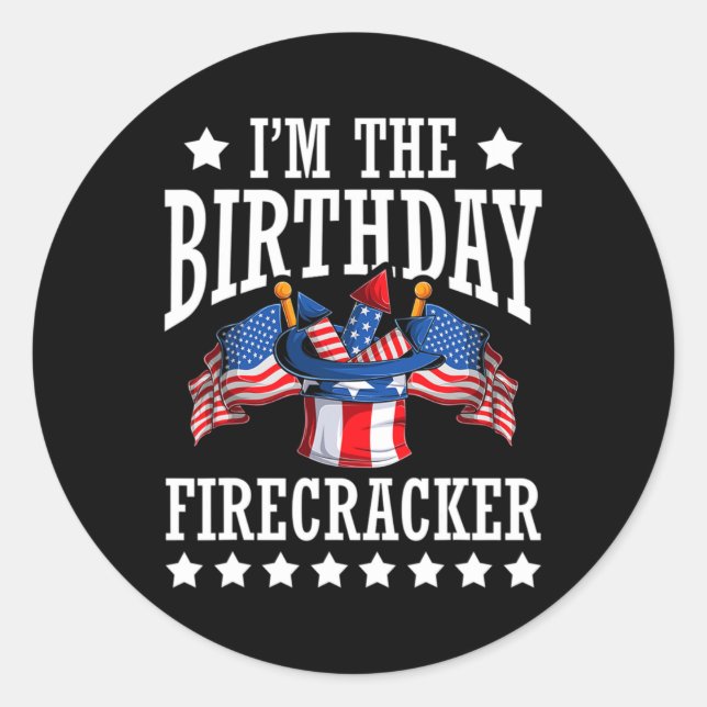 Sticker Rond Firecracker à l'anniversaire 4 juillet indépendanc (Devant)