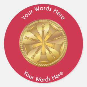 Sticker Rond Firefighter 5 Bugle Chiefs Gold Medallion