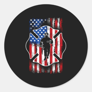 Sticker Rond Firefighter Shield Drapeau américain Patriotique U