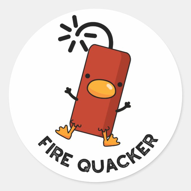 Sticker Rond Firequacker Funny Fireworks Pun (Devant)