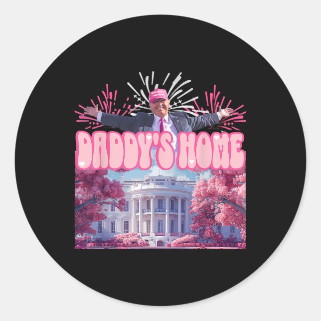 Sticker Rond Firework Pink - Accueil de papa Trump 2024 (Devant)