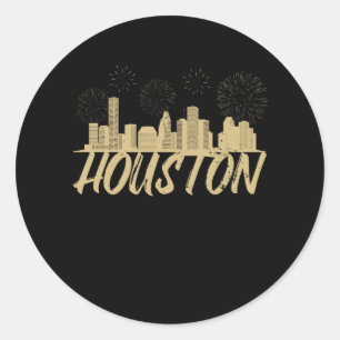 Sticker Rond Fireworks de Houston City Texas