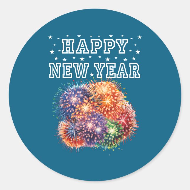 Sticker Rond Fireworks New Year's Eve Party  (Devant)