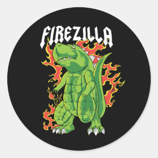 Sticker Rond Firezilla Green et le monstre de feu