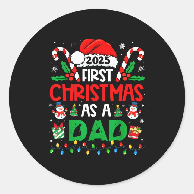 Sticker Rond First Christmas As A Dad 2025 Family Matching 1st  (Devant)