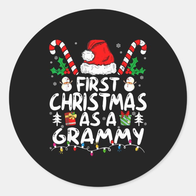 Sticker Rond First Christmas As A Grammy New Grammy  (Devant)
