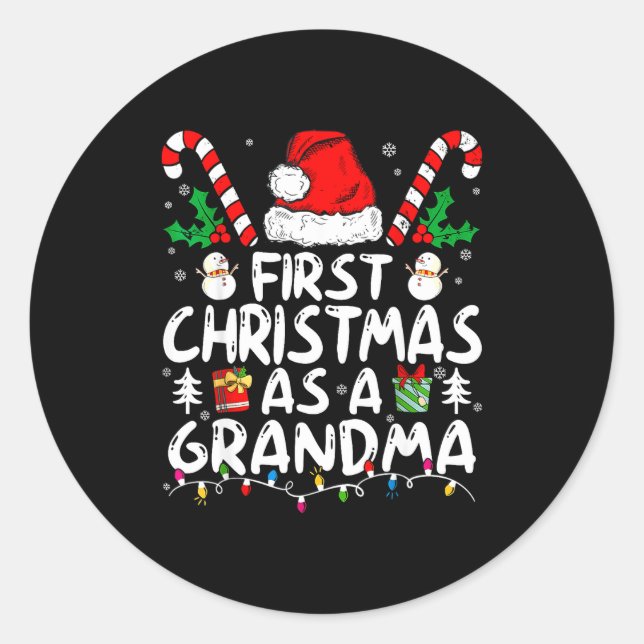 Sticker Rond First Christmas As A Grandma New Grandma  (Devant)