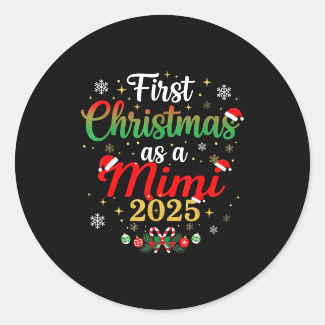 Sticker Rond First Christmas As A Mimi 2025 New Mommy Xmas  (Devant)