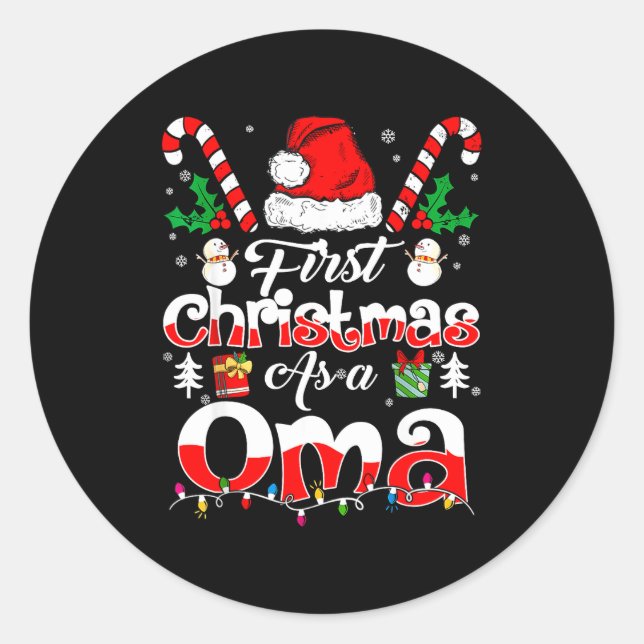 Sticker Rond First Christmas As A Oma Family Matching  (Devant)