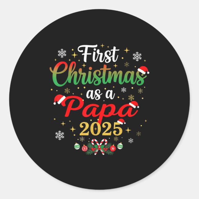 Sticker Rond First Christmas As A Papa 2025 New Dad Xmas  (Devant)