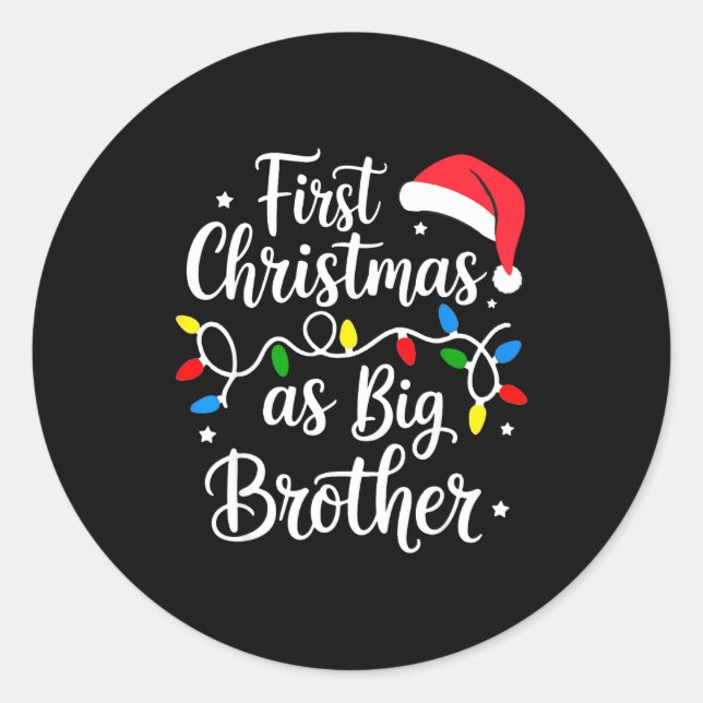 Sticker Rond First Christmas As Big Brother Cute Holiday New Br (Devant)