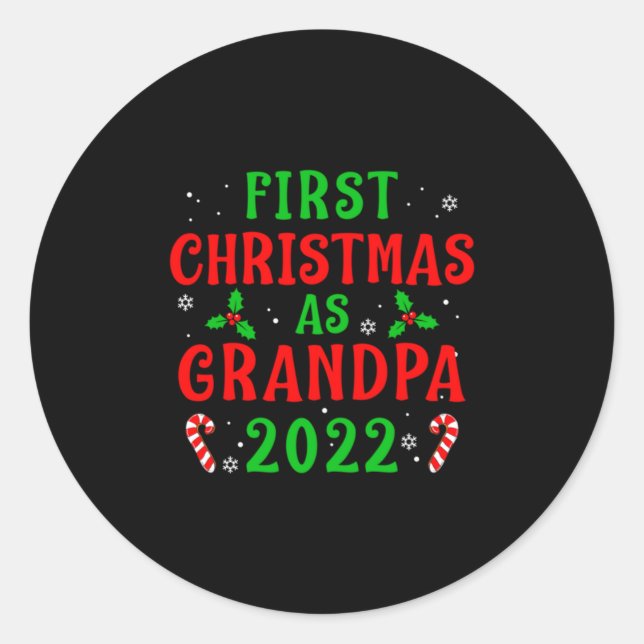 Sticker Rond First Christmas As Grandpa Xmas Grandfather New Gr (Devant)