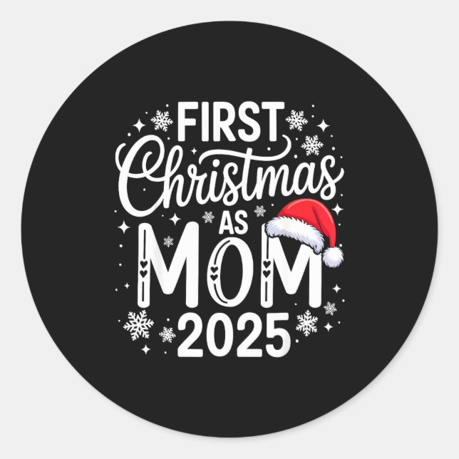 Sticker Rond First Christmas As Mom 2025 Matching Family Holida (Devant)