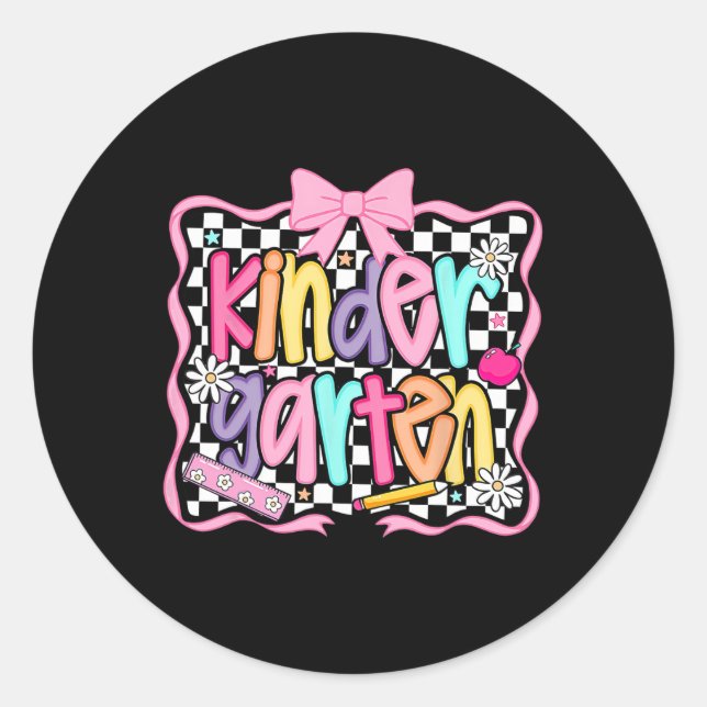 Sticker Rond First Day Of Kindergarten Floral Bundle For Teache (Devant)