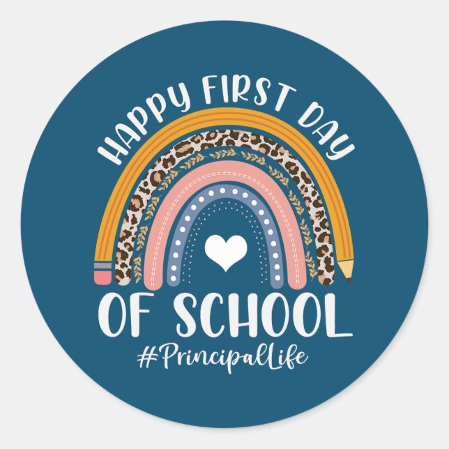 Sticker Rond First Day Of Principal Life Back To School (Devant)