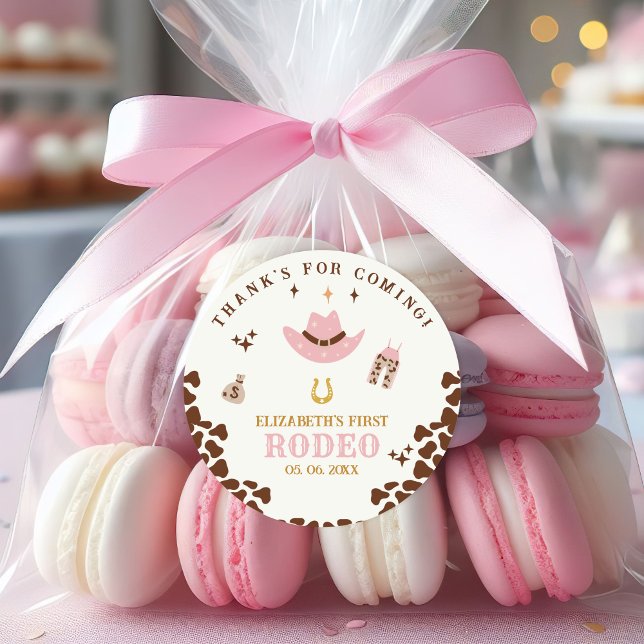 Sticker Rond First Rodeo Birthday Girl, Fun Cowgirl Birthday (Créateur téléchargé)