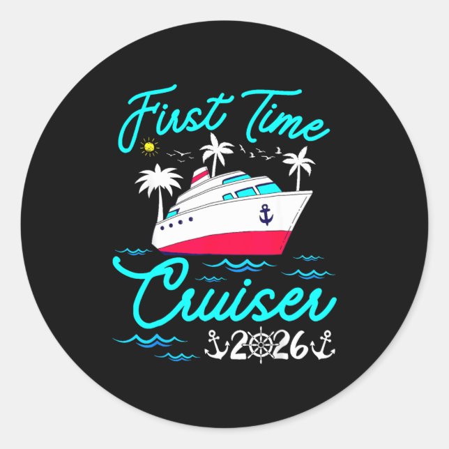 Sticker Rond First Time Cruiser 2026 1st Cruise Vacation Family (Devant)