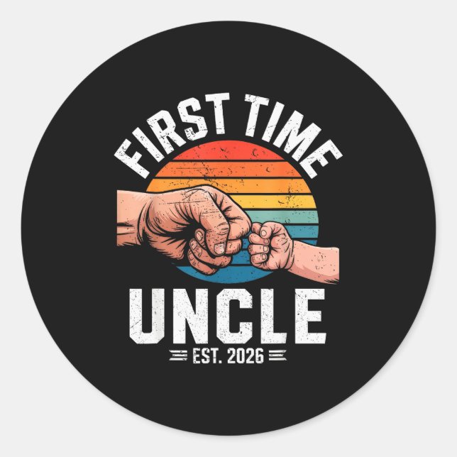 Sticker Rond First Time Uncle Est 2026 Baby Announcement Great  (Devant)
