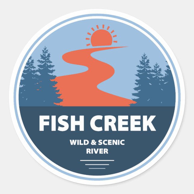 Sticker Rond Fish Creek Wild Et Rivière Pittoresque Oregon (Devant)