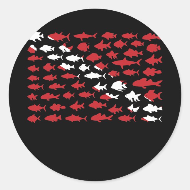 Sticker Rond Fish Dive for Scuba Diver Fish lover (Devant)