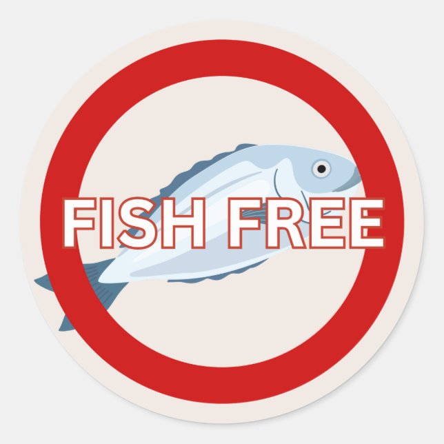 Sticker Rond Fish Free Food Allergy Alert Classic (Devant)